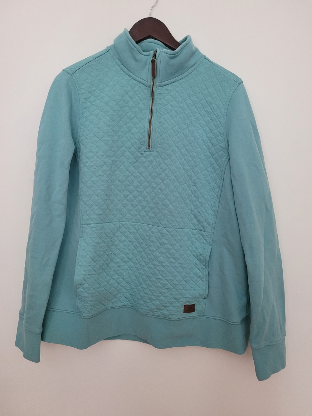 L.L. Bean Quilted Teal Half‑Zip Turtleneck Sweater